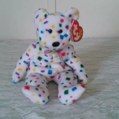 TY Beanie Babie  Ty 2K  Millenium Plush Confetti Bear 2000  Retired • $11.99