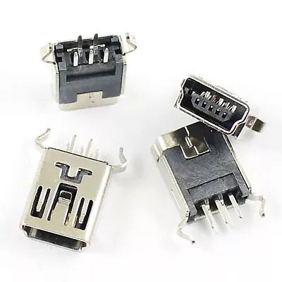 5Pcs Mini USB 5 Pin Type B Female PCB Socket Connector 180 Degree • $1