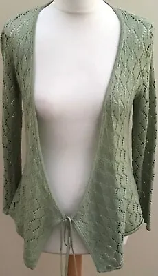 £22.99 • Buy Womens Green Knitted Cardigan Caroline Morgan Size 6 Cotton Acrylic