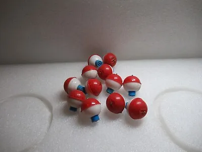 SMALL FISHING BOBBERS  Round Floats Red White Plastic SNAP ON Float USA Made VTG • $8.29