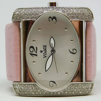 VISAGE Vera Pelle All Stainless Steel Genuine Leather Quartz Women's Watch • $16.99