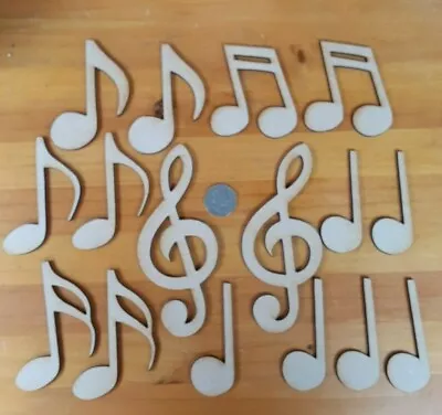 16x Music Notes Wooden Craft Shapes Wood DIY Decoration Notes Plaque MDF • £4.99