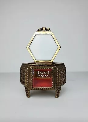 Vintage Hollywood Regency Mini Ormolu Jewelry Casket • $70