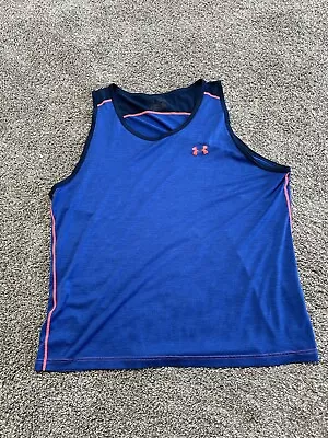 Under Armour Tank Top Men’s Size XXL 2XL Blue Orange Loose Fit Poly - 8461 • $10.39