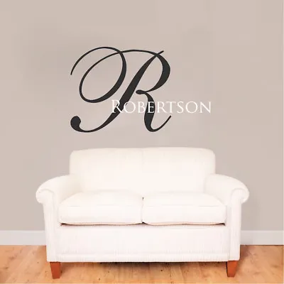 Fancy Initial Wall Decal Custom Monogram Wallpaper Vinyl Name Removable Art B51 • $16.95