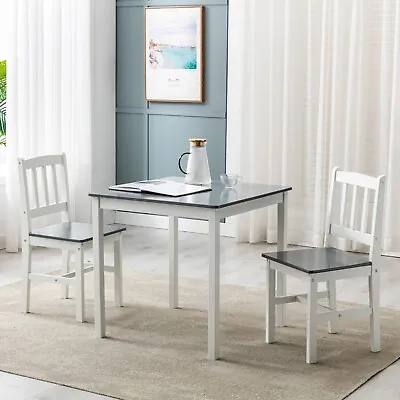 £109.99 • Buy Classic Solid Wooden Dining Table And 2 Chairs Set Kitchen Home 2+1