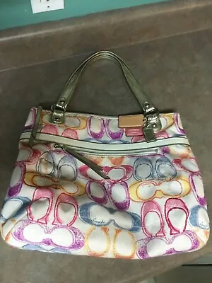 Coach Poppy Dream Signature C Glam Shoulder Tote Bag Purse (CON67) • $145
