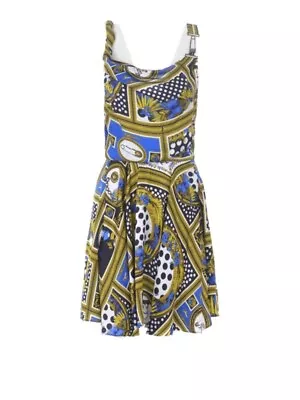 NWT VERSACE Versus Blue Safety Pin Dress UK 12 IT 44 ITALY Heritage • $189.44