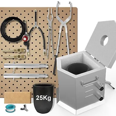 25KG Propane Furnace Kit W/ 2 Crucible TongsSmelting Gold Metal Recycle 2700℉ • $280.99