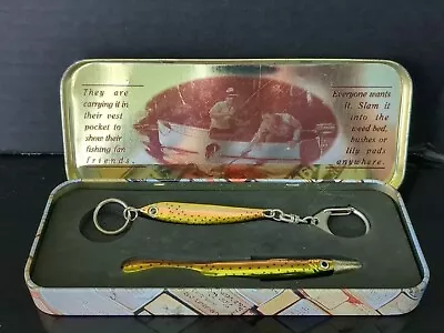 Xonex 1995 Vintage Fishing Lure Keyring / Keychain And Pen Set In Tin Container • $15.99