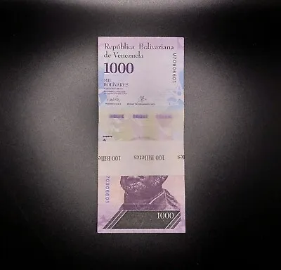 Venezuela 1000 Bolivares Fuertes New UNC Bundle (100 PCS) • $15.99