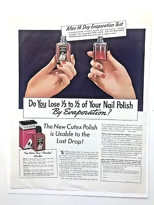 Cutex Nail Polish 1937 Vintage Print Ad Manicured Hands Bottles Red Polish • $9.95