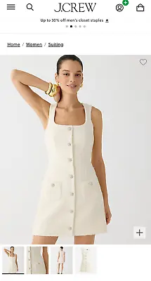 JCrew White Sophia Sleeveless Dress With Jewel Buttons • $138