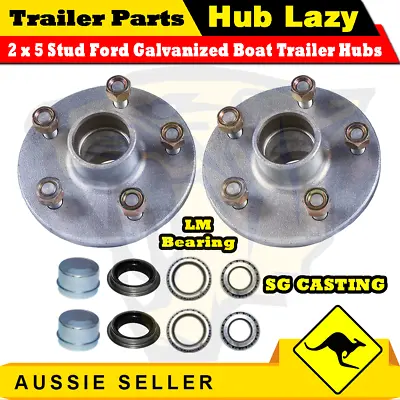 $68.99 • Buy Superior Galvanised Boat Trailer Hubs 5 Stud Ford With LM / Holden Bearings