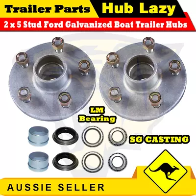 Superior Galvanised Boat Trailer Hubs 5 Stud Ford With LM / Holden Bearings • $74.99