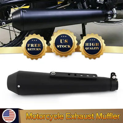 Fits For Harley Honda Aprilia Black Cafe Reverse Cone Megaphone Exhaust Pipes US • $43.97