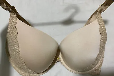 Ex M&S PERFECT FIT UNDERWIRED PLUNGE PUSHUP Bra With MEMORY FOAM ROSE QUARTZ 34E • £14.99