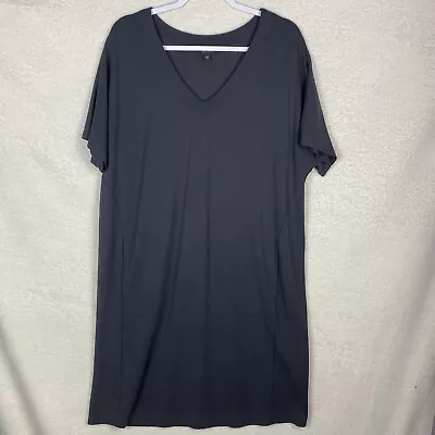 J Jill Wearever Collection Black Knit Sheath Dress V-Neck Pockets Petite XL • $25.49