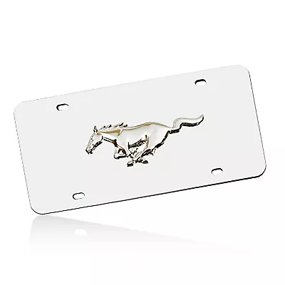 Ford Mustang 3D Pony Chrome Stainless Steel Auto License Plate • $40.99