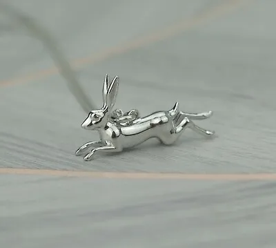 Lucky Solid 925 Sterling Silver Hare Pendant Necklace Mothers Day Gift • £32.99