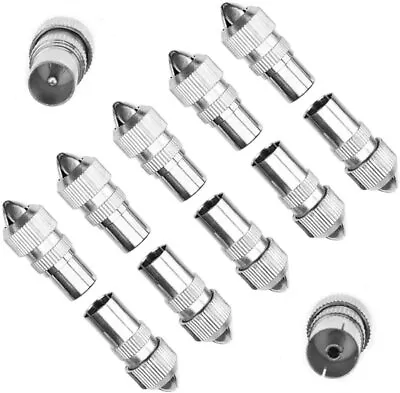 5 X Male 5 X Female Tv Aerial Coaxial Cable Connectors Coax Plugs Socket Adapter • £3.95