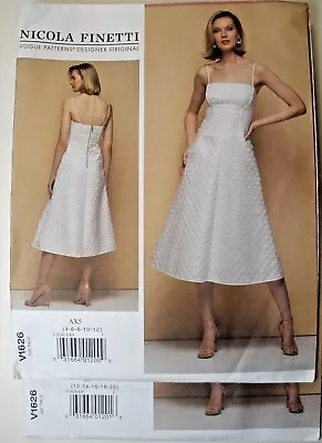Vogue V1626  Pattern Nicola Finetti  Misses & M /Petite  Dress 4-12 Or 12-20 • $9.99