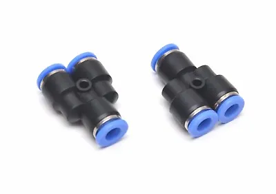 2 Pack 8mm 5/16  OD Push To Connect Y Fitting Splitter Union Air Pneumatic • $7.71