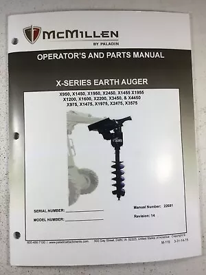 McMillen X-Series Earth Augers Operators & Parts Manual • $24.99