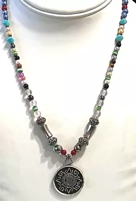 Sterling Mexico Aztec Pendant Various Beads 18  A4 • $9.99