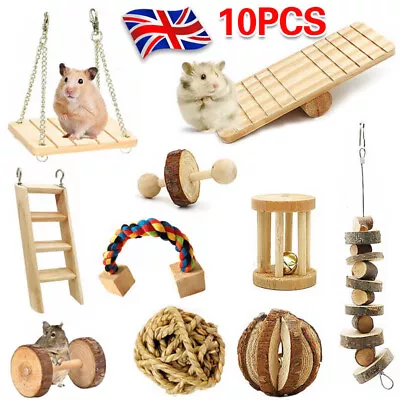 10Pcs Wooden Hamster Chew Toy Hamster Rabbit Guinea Pig Small Pet Accessories F • £12.68