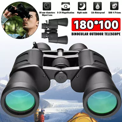 180x100 High Power Military Binoculars Low Night BAK4 Optics Waterproof Camping~ • $26.39