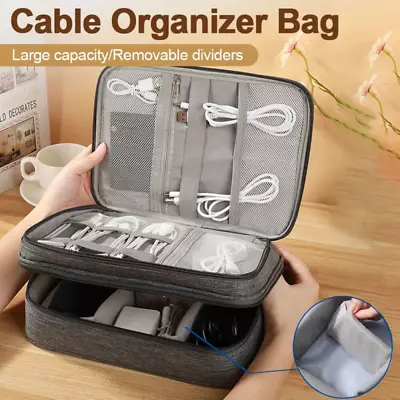 Travel Cable Storage Bag Digital Electronics Usb Gadget Organiser Protector Case • £9.69