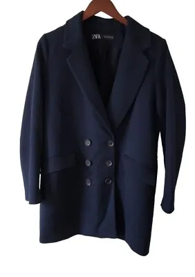 Zara Navy Blue Peacoat Double Breasted Womans Small • $29.90
