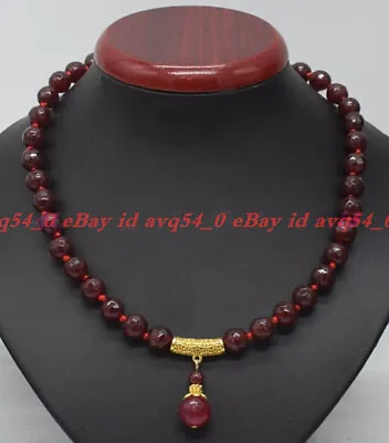 8mm Faceted Garnet Red Gemstone Round Beads Necklaces 18  AAA • $4.50