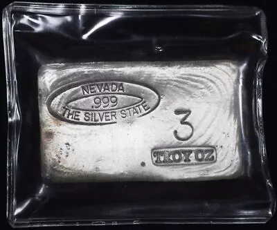 Nevada The Silver State 3 Oz .999 Fine Silver Poured Ingot Bar • $149