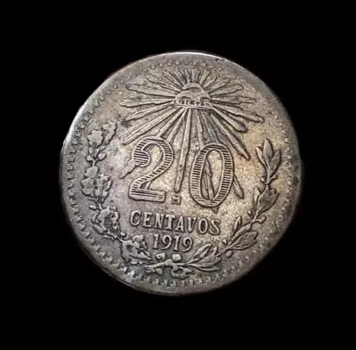 1919 Mexico 20 Centavos 80% Silver VF - Better Date  • $10.99