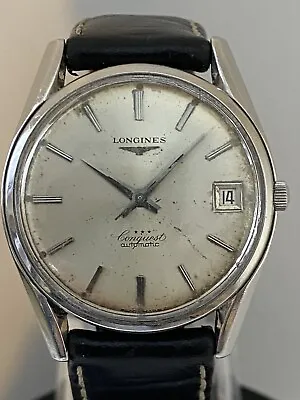 Men's Vintage Stainless Steel Automatic Longines Conquest Watch Sold As Found • £395
