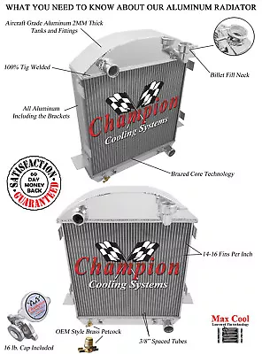 $206.95 • Buy RN Champion 2 Row Radiator For 1917 - 1927 Ford T-Bucket Chevy Configuration