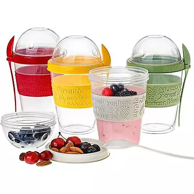 Oats Overnight Cup With Topping Compartment And Spoon Reusable Breakfast  Jar • £4.99