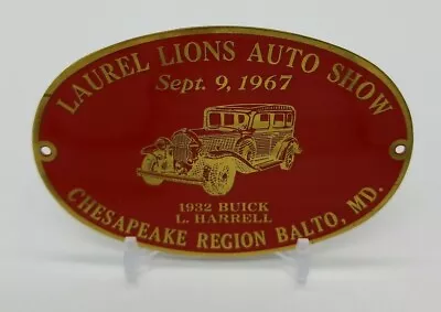 Laurel Lions Auto Show Chesapeake Region Baltimore MD 1967 Car Club Plaque Badge • $32.87