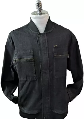 A Tiziano Designer Mens Stretch Black Denim Full Zip Jacket 4X Premium Menswear • $70