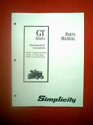 Simplicity Gt Tractor 42  Dozer Blade Plow Attachment Model 1691520 Parts Manual • $6