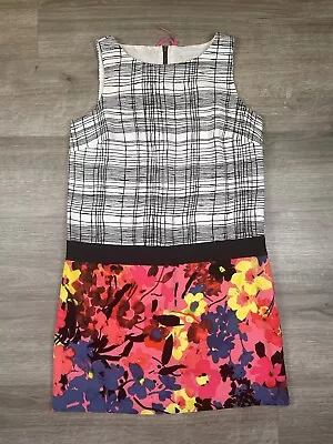 Ann Taylor Loft Size 4 Mod Floral Plaid Shift Dress Sleeveless Color Block • $19.99