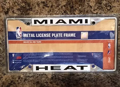 Miami Heat NBA Basketball- Chrome & White Metal Car License Plate Frame - New- • $12.99