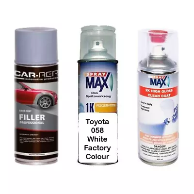 Auto Touch Up Paint For Toyota 058 White Factory Colour Plus 2k Clear Coat & Pri • $109.99