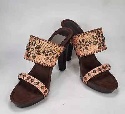 $21.25 • Buy Amanda Smith Shoes Womens Size 8.5 Salmon Topaz Bead Adorned Leather Slides