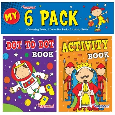 Mini Colouring Activity Books  - 6 Pack Boys Colouring In Dot To Dot Activity • £2.99