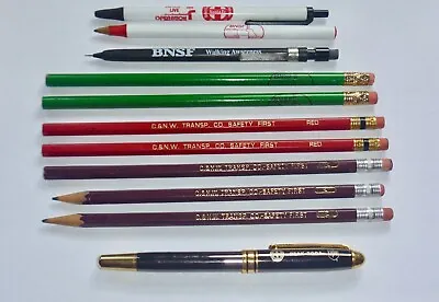 $14 • Buy Vintage Railroad Pencils Pens BNSF Chicago Northwestern