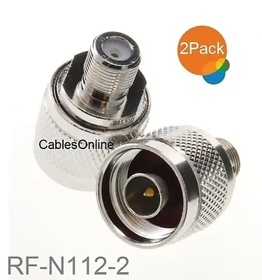 2-Pack F-Type Female To N-Type Male Antenna RF Adapter CablesOnline RF-N112-2 • $8.98