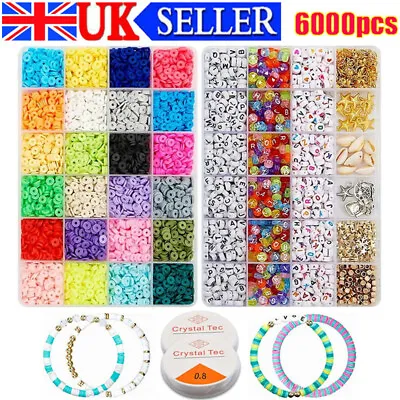 £9.99 • Buy 6000PCS Jewelry DIY Kit Clay Spacer Bracelet Colorful Ceramic Making Beads Set B
